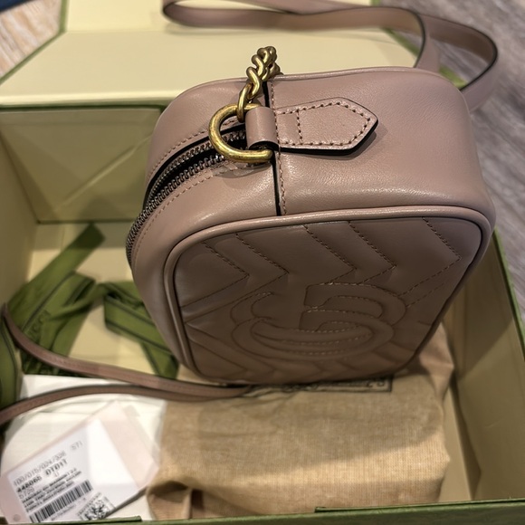 GUCCI GG Marmont 2.0 Chevron Rose Leather Crossbody Bag 💯 Authentic BRAND NEW - Picture 6 of 7